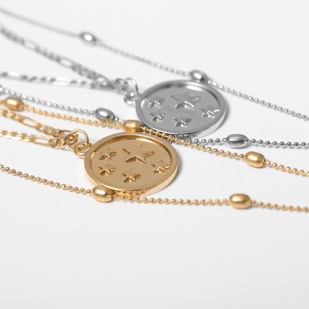 LAST ONE 💖Lock Stars Layered Necklace Set - Picture 3 of 10